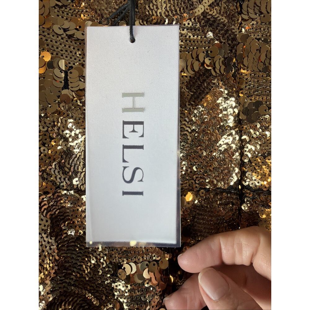 Helsi Linda Sequin Mini Dress Antique Gold Bridal Cocktail Party Medium $435 - Picture 8 of 11